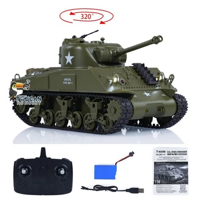 Hot Sale 1/30 Heng Long RC Battle Tank Sherman M4A3 2.4G Remote Control 3841-01 - Image 1 of 4