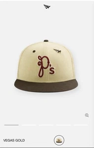 PAPER PLANES P'S LOGO 59FIFTY FITTED HAT VEGAS GOLD LAST SIZE 8 LEFT - Picture 1 of 5
