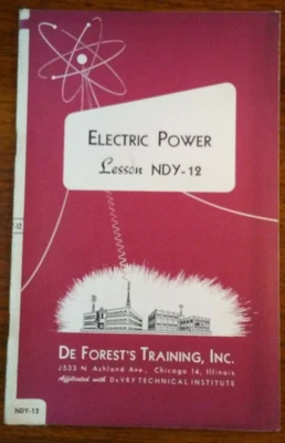 DE FOREST'S TRAINING INC. (DeVRY Technical Inst) Lesson NDY-12 Electric Power - Image 1 of 4