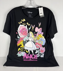 Women's Alice In Wonderland With Flowers T-Shirt, Sz L NWT - Picture 1 of 7