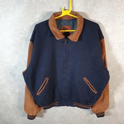 Vintage Golden Bear Letterman Wool Leather Bomber Jacket Mens Large USA - Image 1 of 4