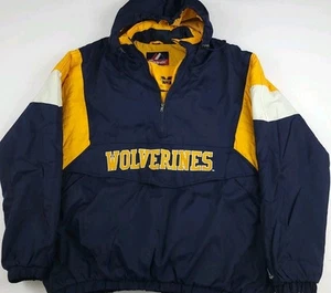 Vintage 90s Majestic Athletic University Michigan Wolverines Pullover Coat 3XL - Picture 1 of 8