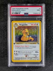 1999 Pokemon DRAGONITE 4/62 Fossil 1st Edition Galaxy Holo Rare English PSA 9 - Picture 1 of 3
