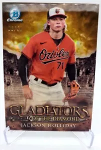 2024 Bowman Cromo 8/50 JACKSON HOLIDAY RC Inserto GLADIATORI DEL DIAMANTE ORO - Foto 1 di 3