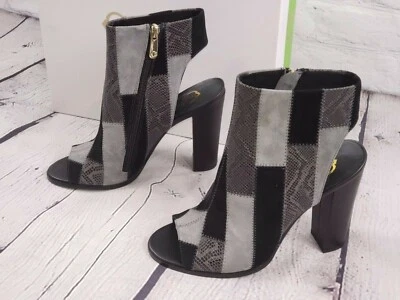 C. Wonder 皮革露趾跟短靴拼布细节 - 常春藤黑色 - 8 M — 第 1/4 张图片