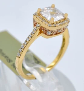 LAB CREATED 1.23 Ct WHITE SAPPHIRE COCKTAIL RING .925 Sterling Silver - NWT - Picture 1 of 6