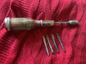 Stanley Yankee Handyman Pump Action Screwdriver 233H Sheffield England + 4 Bits - Picture 1 of 8