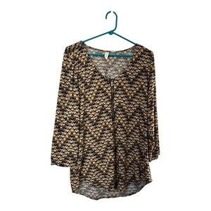 Tacera Women's Chevron Print Blouse 1X - Zipper Detail, Multicolor - Picture 1 of 5