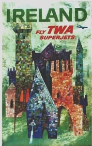 Original vintage poster IRELAND CASTLES & CHURCHES TWA c.1960 Klein - Picture 1 of 1