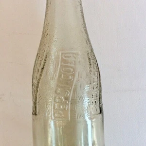 VINTAGE 1940s PEPSI COLA SODA POP BEVERAGE EMBOSSED TEXTURED CLEAR GLASS BOTTLE - Picture 1 of 6