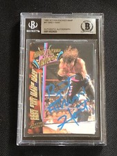 BRET HART 1995 ACTION PACKED WWF WRESTLING SIGNED AUTOGRAPHED CARD BAS AUTHENTIC