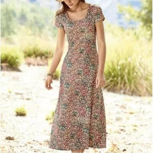 Peruvian Connection Spice Route Dress Midi Filigree Scroll Print Boho Medium - Picture 1 of 6