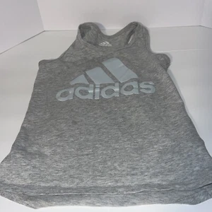 Adidas Shirt Girls 4 Gray Green Sleeveless Cotton Blend Tank Top Kids - Picture 1 of 2