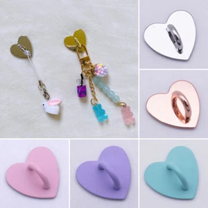 Self Adhesive Metal Heart Phone Charm Holder Mobile Phone Case Finger Ring Hook - Picture 1 of 34