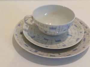 (C1) Arzberg Porzellan Teegedeck Kaffee Gitter blau 1495 Gretsch 50er Vintage - Bild 1 von 4