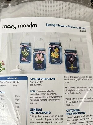 Kit de tarros de albañil de flores de primavera Mary Maxim artesanales de hilo Foto 1 de 4