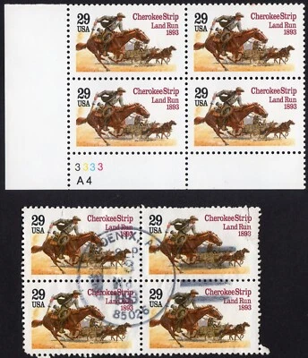 Scott #2754 Cherokee Strip Land Run Plate Block of 4 Stamps & Cancelled - MNH - Image 1 of 2