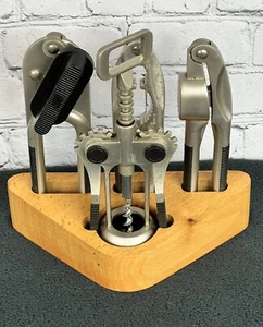 Juego de herramientas de cocina vintage de 4 piezas con soporte de madera - Imagen 1 de 5