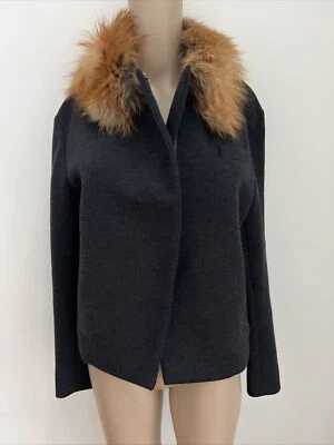 NUEVO SIN ETIQUETAS Brunello Cucinelli Mujer’s Gris Con Chaqueta de Piel Talla 40 Foto 1 de 4