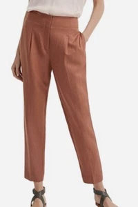 Witchery Women’s Pleat Front Pant Cinnamon Size 8 Small Linen Pockets Business - Picture 1 of 9