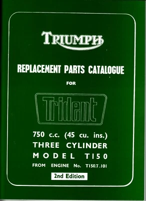 Triumph Trident 750 1969-70, T150, OEM, manual de piezas y suplemento 1970 sin emitir Foto 1 de 4