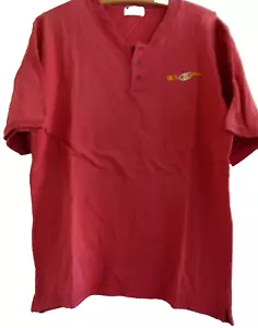 Herren T-Shirt Champion Rot Kurzarm Baumwolle Knopfleiste L Ch 46 in L28 in - Bild 1 von 5