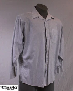 Jos A Bank Dress Shirt Men's Blue White Striped Cotton 16 - 33 - Picture 1 of 4