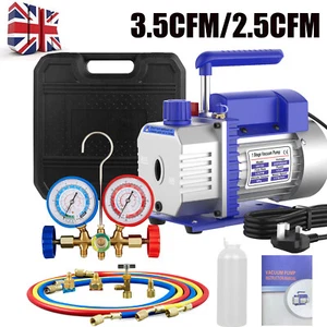 3.5CFM 1/3HP Vacuum Pump HVAC Refrigeration R134A Adapter Pressure Gauge A/C - Picture 1 of 34