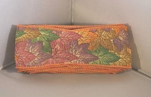 8YDS WIRED RIBBON MULTICOLOR MAPLE LEAF W/ORANGE TRIM THANKSGIVING WREATH BOWS - Picture 1 of 1