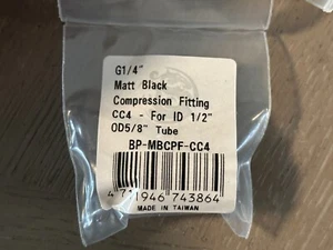 Raccord à compression Bitspower G1/4" noir mat CC4 pour ID 1/2" OD 5/8" x10 - Photo 1/4