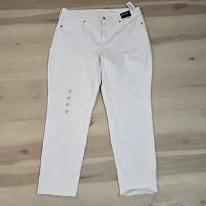 Neu mit Etikett Old Navy weiße Damen-Knöcheljeans 14 hoher Bund O.G Stretch glatte Tasche - Bild 1 von 13