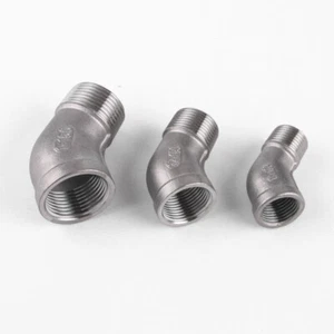 Accesorios de tubería BSP roscados de 45 grados con codo macho x hembra de acero inoxidable 304 A2 - Imagen 1 de 7