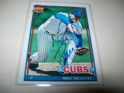 1991 TOPPS MIKE BIELECKI AUTOGRAPH SIGNED AUTO #501 CHICAGO CUBS - Image 1 of 2