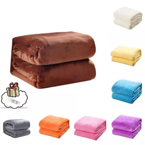Super Soft Solid Warm Micro Plush Fleece Blanket Throw Rug Sofa Bedding Blanket - Picture 1 of 58
