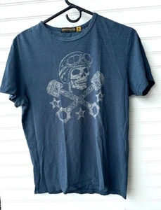 Johnson Motors Skull Pistons Manga Corta S Azul Gris ¡CAMISETA DESGASTADA!! - Imagen 1 de 5