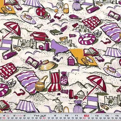 At the Beach Accessories Unbranded White Cotton Fabric Remnant 12" x 43" - Image 1 of 2