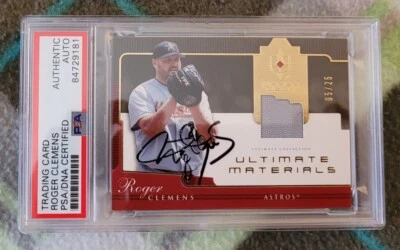 Roger Clemens signed 2005 UD Ult Collection Baseball Jersey Card IP auto PSA - Image 1 of 3