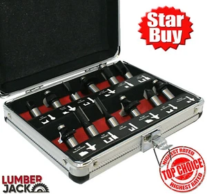 12Pc 1/2" Shank Router Cutter Bits Set TCT Tipped in Aluminium Case Lumberjack - Picture 1 of 8