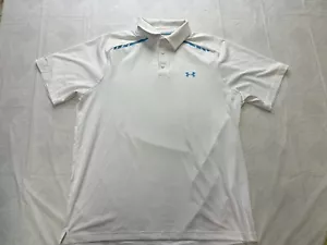 Under Armour Heat Gear Polo Shirt Mens XL White Golf - Picture 1 of 7