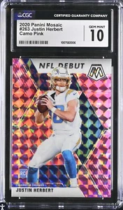 2020 Mosaic - NFL Debut Mosaic Camo Pink Prizm #263 Justin Herbert (RC) CGC 10 - Picture 1 of 2