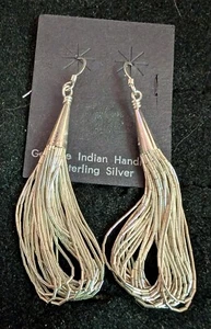 Vintage Indianer Navajo flüssiges Sterlingsilber Multi 20-Strang Ohrringe - Bild 1 von 3