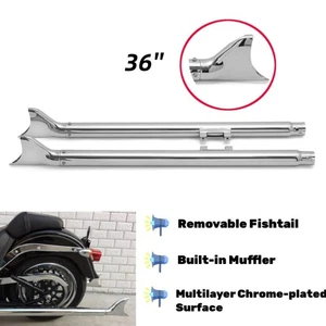 36" Slip on Fishtail Exhaust Muffler Dual for Harley Softail 07-17  Exhaust Pipe - Bild 1 von 10