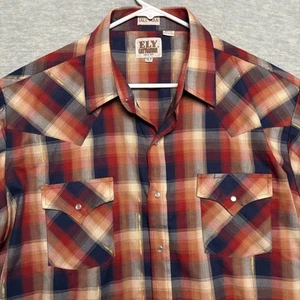 Ely Cattleman Western Shirt Pearl Snap Short Sleeve Cowboy Rodeo XL Tall - Picture 1 of 8