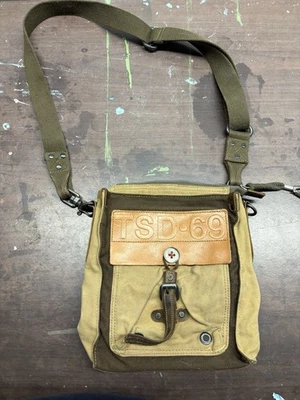 TSD-69 Canvas Crossbody Messenger Bag – Vintage Style Canvas & Leather Satchel - Image 1 of 4