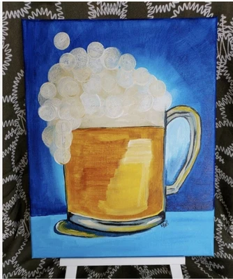 ÚNICA Taza de Cerveza Lienzo Pintura 11x14 Bar Pub Hombre Cueva Papá Padre Arte Decoración Foto 1 de 4