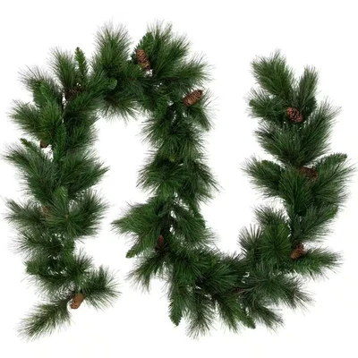 9 Ft. X 14 In. White Valley Pine with Pine Cones Artificial Christmas Garland-Un - Image 1 of 4