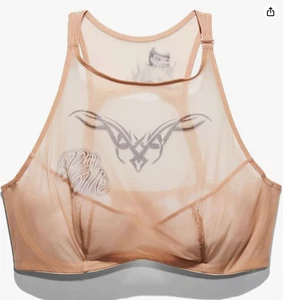 Savage X Fenty Damen tätowierter Tricot hochgeschlossener BH, Dessert, 36DD - Bild 1 von 9