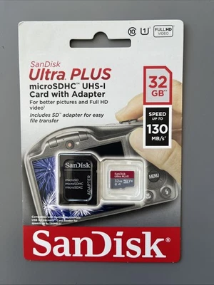 Sandisk Ultra Plus MicroSDHC UHS-I Card With Adapter 32 Gb 130 Mbps - Image 1 of 2