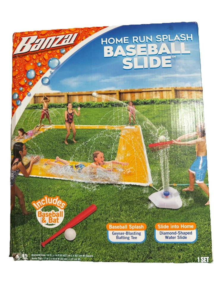 Tobogán acuático de béisbol Banzai Home Grand Slam 14 pies x 14 pies juguete de verano 🆕 Foto 1 de 2