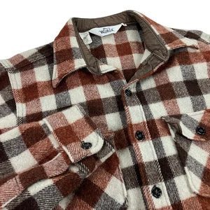 Vintage 60's Woolrich Mens 85/15 Wool Shirt Mens Size L Brown Plaid Made In USA - Picture 1 of 7